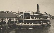 Kanimbla approaches Neutral Bay wharf, 1930 Sydney Ferry KANIMBLA at Neutral Bay wharf 1930.jpg