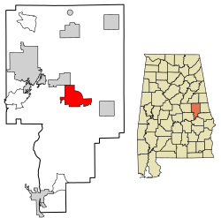 Location of Dadeville in Tallapoosa County, Alabama.
