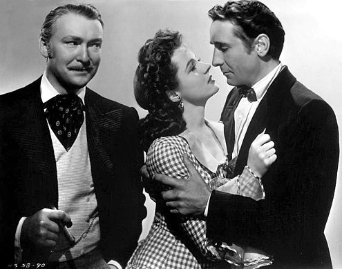 Albert Dekker, Jane Wyatt e Victor Jory em fotografia de divulgação do filme