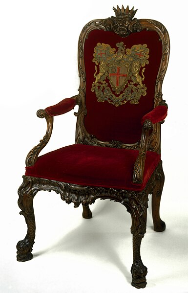 The ceremonial seat of the Chairman of the Court of Directors of the East India Company, and subsequently that of the Secretary of State for India