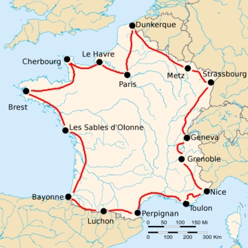 Route of the 1921 Tour de France Tour de France 1921.png