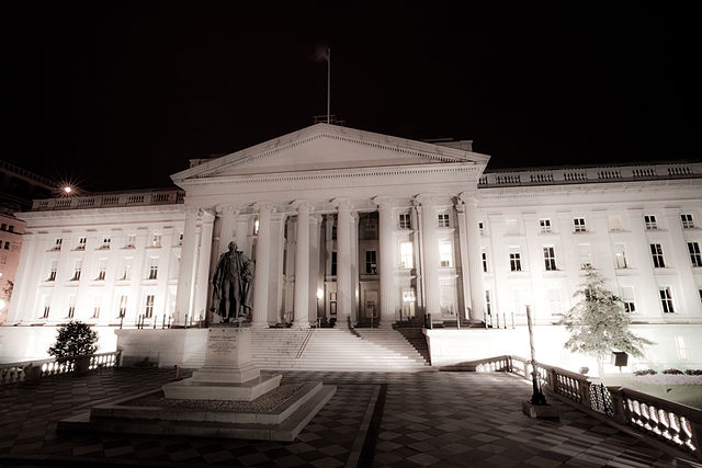 The Treasury Building at 1500 Pennsylvania Avenue, NW in Washington, D.C.