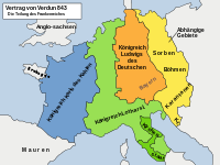 De verdeiling van 't Frankisch Riek nao 't Verdraag van Verdun.