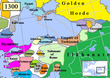 At the turn of the 14th century, Anatolia and the surrounding areas were a patchwork of small, independent states and marriage was seen as an important way to maintain alliances Trebizond1300.png