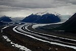 Thumbnail for File:Two glaciers flowing together, creating a neapolitan ice cream look - panoramio.jpg