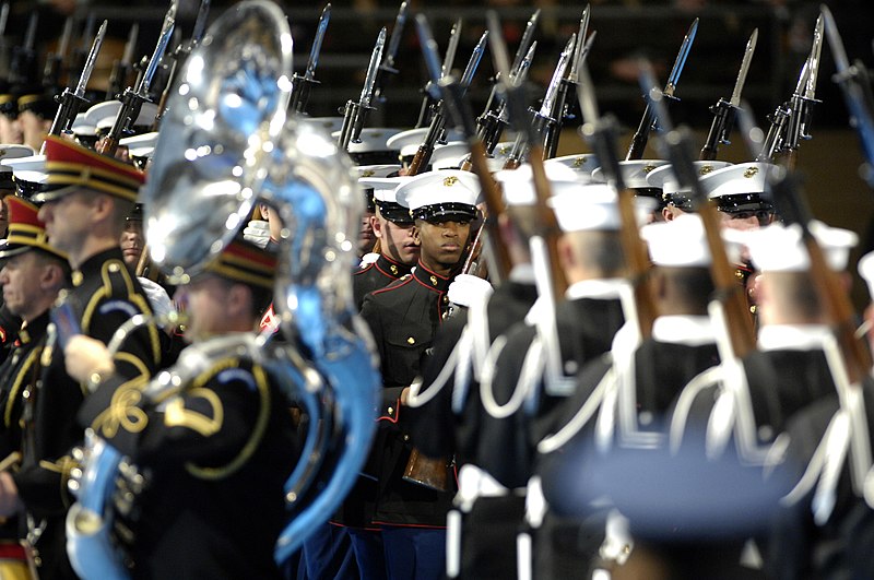 File:US Navy 090106-N-2855B-373 The U.S. Marine Corps Ceremonial Guard and the U.S. Navy Ceremonial Guard stand face to face during the Armed Forces Farewell Tribute Ceremony honoring President George W. Bush.jpg