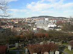 Utsyn fra Gamle Aker kirkegård mot Ila og Grefsenåsen Foto: Helge Høifødt