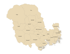 Municipalities in Vestfold og Telemark as of 1 January 2020