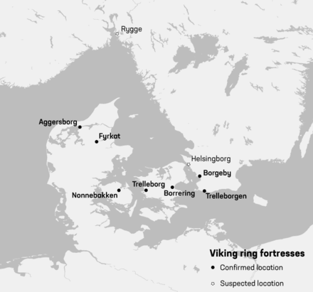 Map of Viking ring fortresses