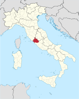Karta över Italien med Provincia di Viterbo markerat