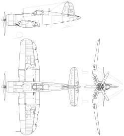 Vought F4U-1 Corsair 3-view.svg