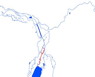 The Paußnitz (shown in red) in the Leipzig water junction