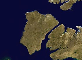 Satellietfoto van Banks Island.