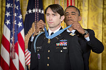 Swenson receives the Medal of Honor from President Barack Obama William D. Swenson Medal of Honor.jpg