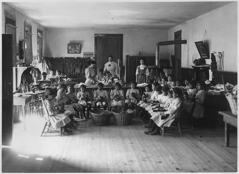 File:Young school grirls attending sewing class at Albuquerque Indian School. - NARA - 292877.tif