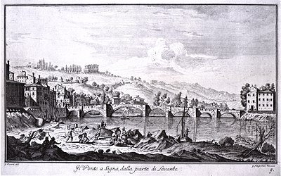 Il ponte di Signa in un'incisione del 1744 di Giuseppe Zocchi