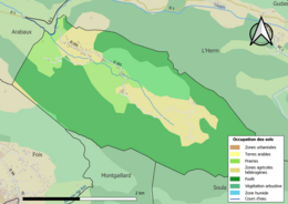 Barevná mapa znázorňující využití půdy.