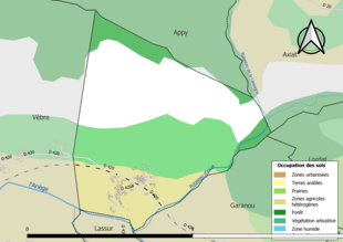 Barevná mapa znázorňující využití půdy.