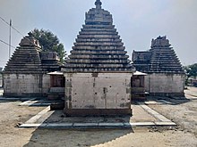 The vimana are square phamsana style. 11th 12th century Chaya Someshwara Temple, Panagal Telangana India - 18.jpg