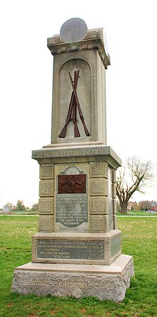 The 151st Pennsylvania's monument at Gettysburg, located at the corner of Herbst Woods on McPherson's Ridge 151stPVmonument.JPG