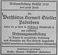 Werbeanzeige der Fa. Bernard Stadler von März 1911.