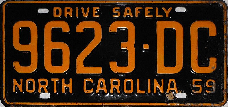 File:1959 North Carolina license plate.JPG