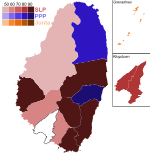 1974 Saint Vincent and the Grenadines general election - Results by constituency.svg