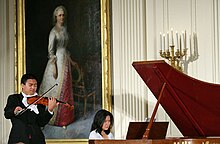 Adrian Anantawan and Amy Yang perform during the announcement of the President's Global Cultural Initiative in the East Room, September 25, 2006 20060925 Adrian Anantawan and Amy Yang.jpg