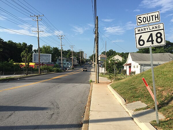 View south along MD 648 just south of the Baltimore city limits in Lansdowne