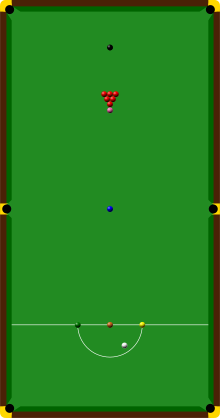 The layout of balls in six-red snooker 6-red Snooker table drawing.svg