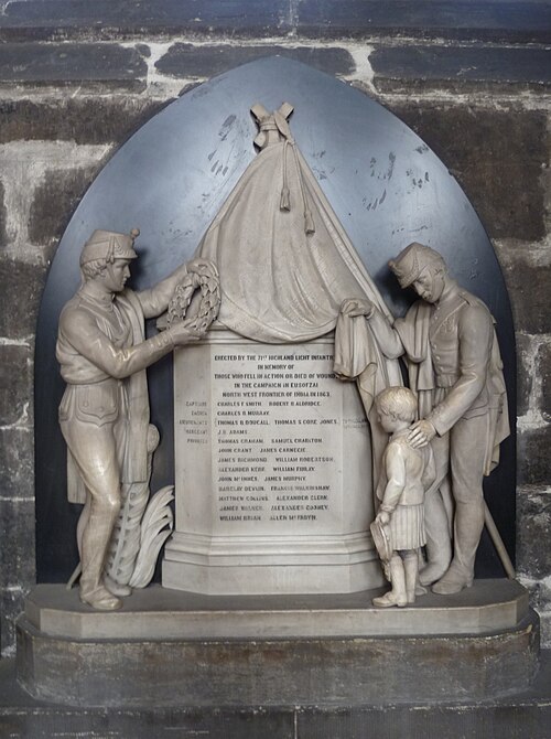 Memorial to men of the regiment killed or fatally wounded on the North West Frontier of India in 1863