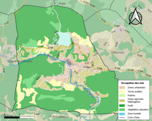 Kolorowa mapa przedstawiająca użytkowanie gruntów.