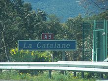 Znak autostrady 9 La Catalane