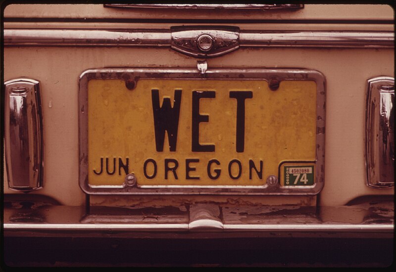 File:AN OREGON PERSONALIZED LICENSE PLATE WITH THE LETTERS "WET" HOWEVER, LACK OF RAIN CREATED A SERIOUS ENERGY CRISIS IN... - NARA - 555432.jpg