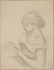 A Girl Reading (with a Sketch of Seated Woman)