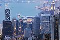 Aerial view of Hong Kong Central district. Hong Kong, China, East Asia.