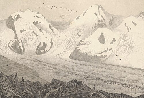 Figure 1 : Panorama des glaciers du Mont-Rose, partie orientale de la chaîne