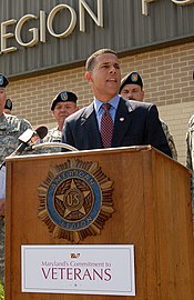 Lt. Governor Brown announcing the launch of 'Maryland's Commitment to Veterans' tour, September 2008 Agb veterans launch 2.jpg