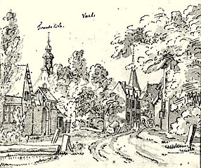 Alte Ortsansicht Waalse Kerk und Hervormde Kerk um 1700