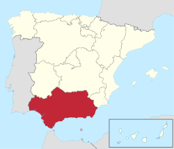 Vị trí của Andalucía trong Tây Ban Nha