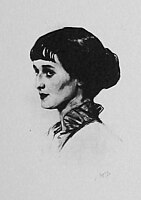 Akhmatova portrettert av Savelli Sorin i 1913-1914