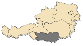 Amplasarea landului Kärnten în Austria