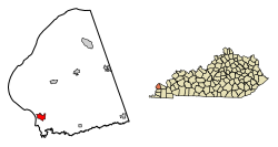 Localização de Wickliffe em Ballard County, Kentucky.