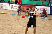 Deutsch: Beachhandball Europameisterschaften 2019 (Beach handball Euro); Tag 3: 4. Juli 2019 – Männer, Hauptrunde Gruppe I, Serbien-Deutschland 2:1 (14:25, 20:18, 7:6) English: Beach handball Euro; Day 3: 4 July 2019 – Men Main Round Group I – Serbia-Germany 2:1 (14:25, 20:18, 7:6)