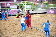 Deutsch: Beachhandball bei den Olympischen Jugendspielen 2018; Tag 6, 12. Oktober 2018; Mädchen, Platzierungsrundenspiel – Russland-Venezuela 2:0 English: Beach handball at the 2018 Summer Youth Olympics at 12 October 2018 – Girl's Consolation Round – Russland-Venezuela 2:0