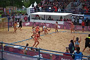 Deutsch: Beachhandball bei den Olympischen Jugendspielen 2018; Tag 5, 10. November 2018; Mädchen, Hauptrunde - Kroatien-Argentinien 1:2 English: Beach handball at the 2018 Summer Youth Olympics at 11 October 2018 – Girls Main Round – Croatia-Argentina 1:2