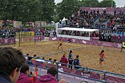 Deutsch: Beachhandball bei den Olympischen Jugendspielen 2018; Tag 6, 12. Oktober 2018; Mädchen, Hauptrundenspiel – Chinese Taipei (Taiwan)-Argentinien 1:2 English: Beach handball at the 2018 Summer Youth Olympics at 12 October 2018 – Girls Main Round – Chinese Taipei (Taiwan)-Argentina 1:2