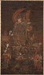 Bishamonten, Nordens väktare, med tjänare. Målning från sent 1200-tal eller tidigt 1300-tal