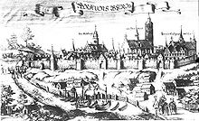 17th-century view of the town (from Altes und neues Preussen, Christoph Hartknoch)