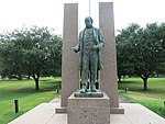 Photo shows a statue of Henry Smith at the Civic Center at 202 W Smith St, Brazoria, TX 77422.